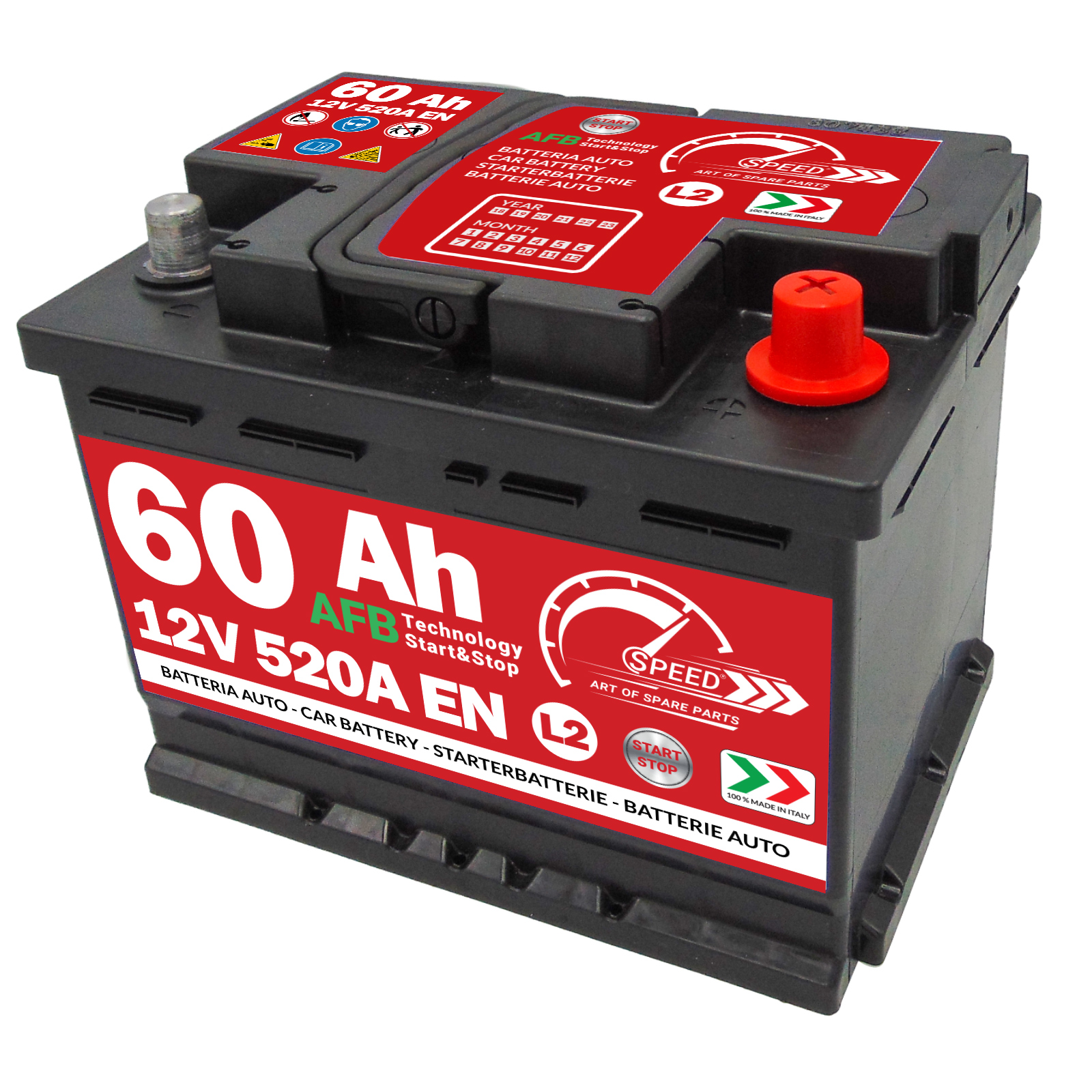 Batteria Auto Speed 60Ah 520A Start&Stop AFB Ricambi auto SMC